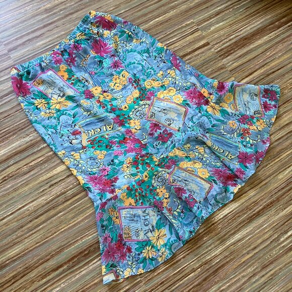 Tanjay Colorful Floral Tulip Ruffle Hem Maxi Skirt Pull On Elastic Waist Petite - Picture 5 of 5